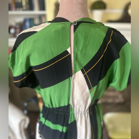 Anthropologie - A Common Thread Geometric print Silk and velvet dress Medium GUC - Picture 4 of 11